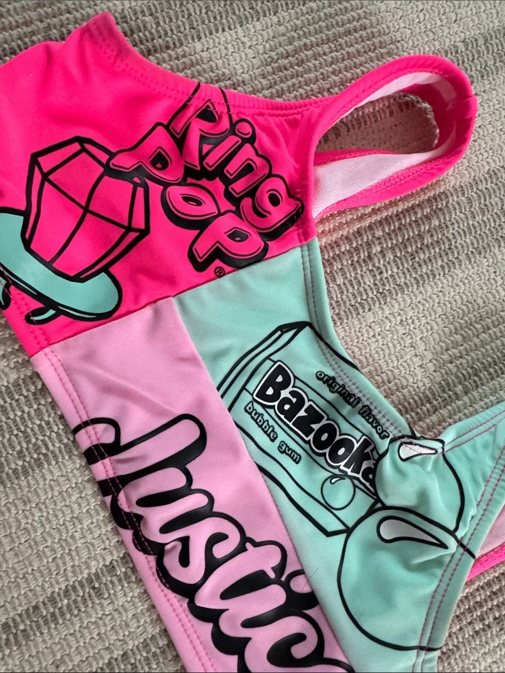 Justice Girls Two-Piece Swim Set in Hot Pink & Mint